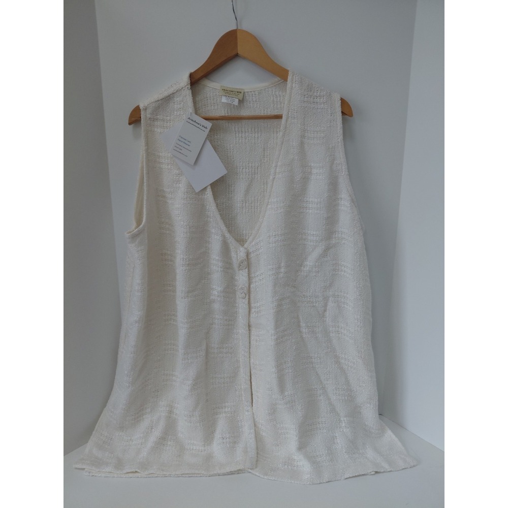NWT Arachne's Web Hand woven Rayon Natural White Long Vest Womens Plus Size $180